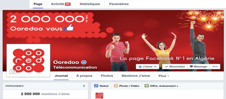 Illustration 2 millions de fans de la page Ooredoo sur Facebook2